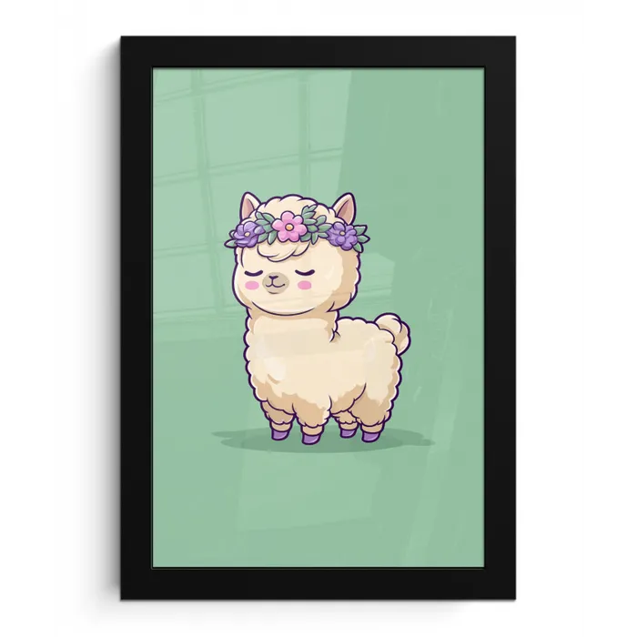 Alpaca - Groen - Bloemendiadeem fotolijst zwart zonder passe partout klein -3d