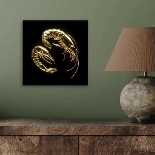 Garnalen - Zwart - Goud - Dieren aluminium wit klein -sfeer2