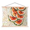 Mozaïek - Watermeloen - Rood - Pitten textielposter latten blank klein -3d