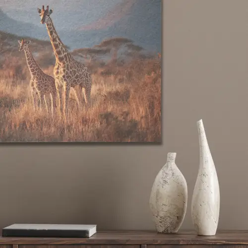 Giraffen - Hoog gras - Acaciabomen PET vilt klein -sfeer6_closeup