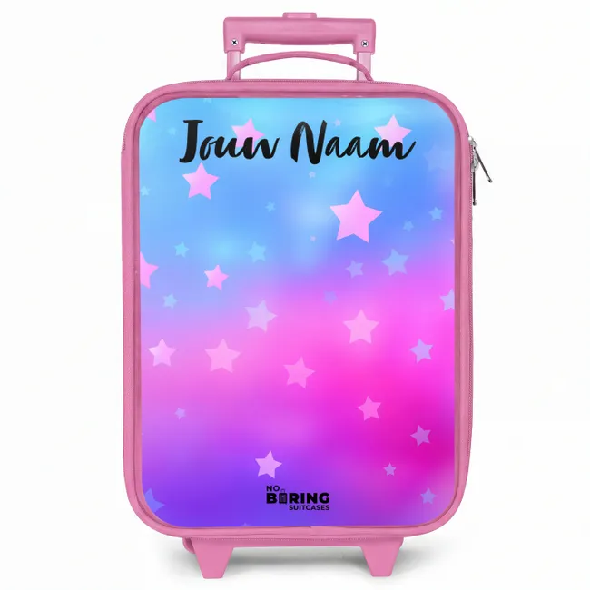 Kinderkoffer roze met naam - Sterren - Roze - Blauw