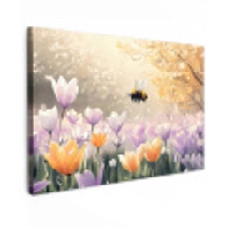 Viooltjes - bij - Zonlicht Tuinposter op houten frame 2 cm dik klein -3d