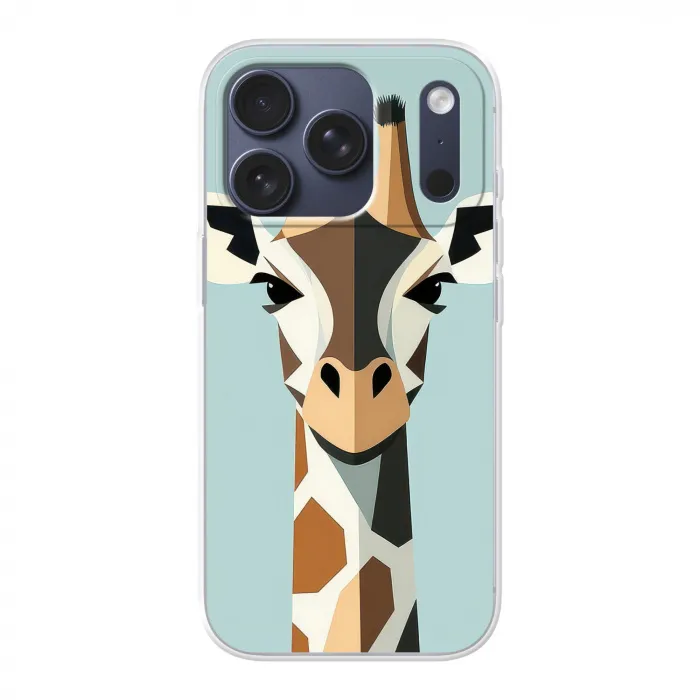 Giraffe - Illustratie - Bruin - Minimalistisch Telefoonhoesje iPhone 17 Pro klein -3d