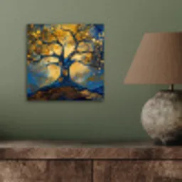 Boom - Levensboom - Blauw - Goud aluminium wit klein -sfeer2