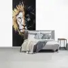 Leeuw - Gesplitst - Zwart - Lijn fotobehang vinyl groot -slaapkamer