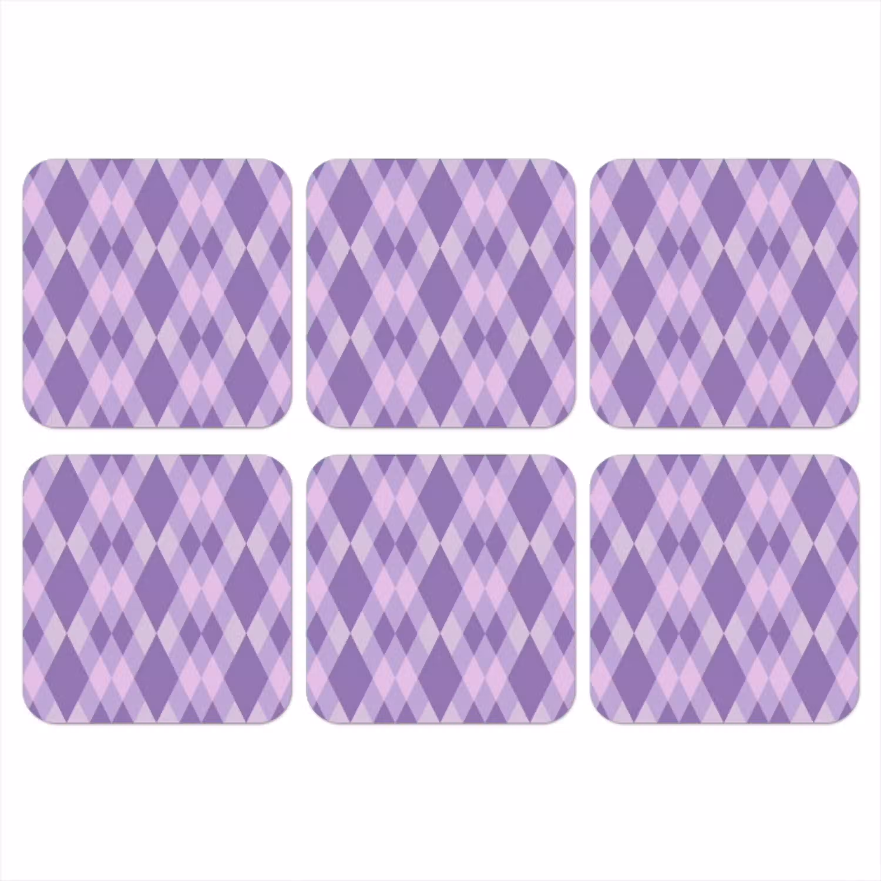 Paars - Geometrisch - Ruiten - Argyle - Patroon onderzetter kurk middel 366 -3d