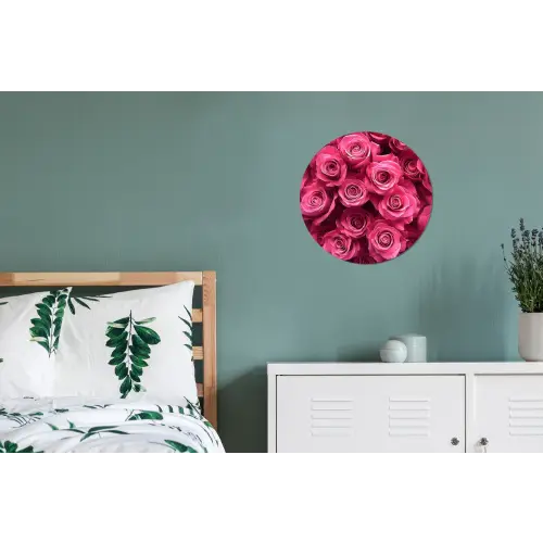 Rozen - Pink - Bloem Wandcirkel aluminium klein -slaapkamer