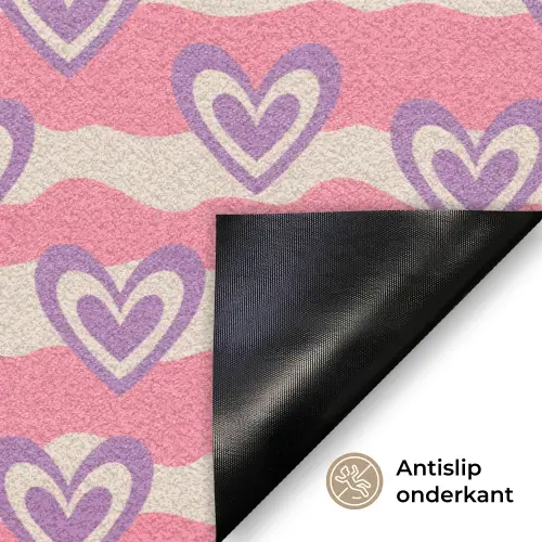 Golven - Patroon - Hartjes - Retro Deurmat klein 898 -antislip_NL