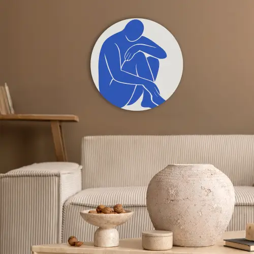 Lichaam - Abstract - Blauw Akoestische PET Vilt - Rond klein -sfeer1