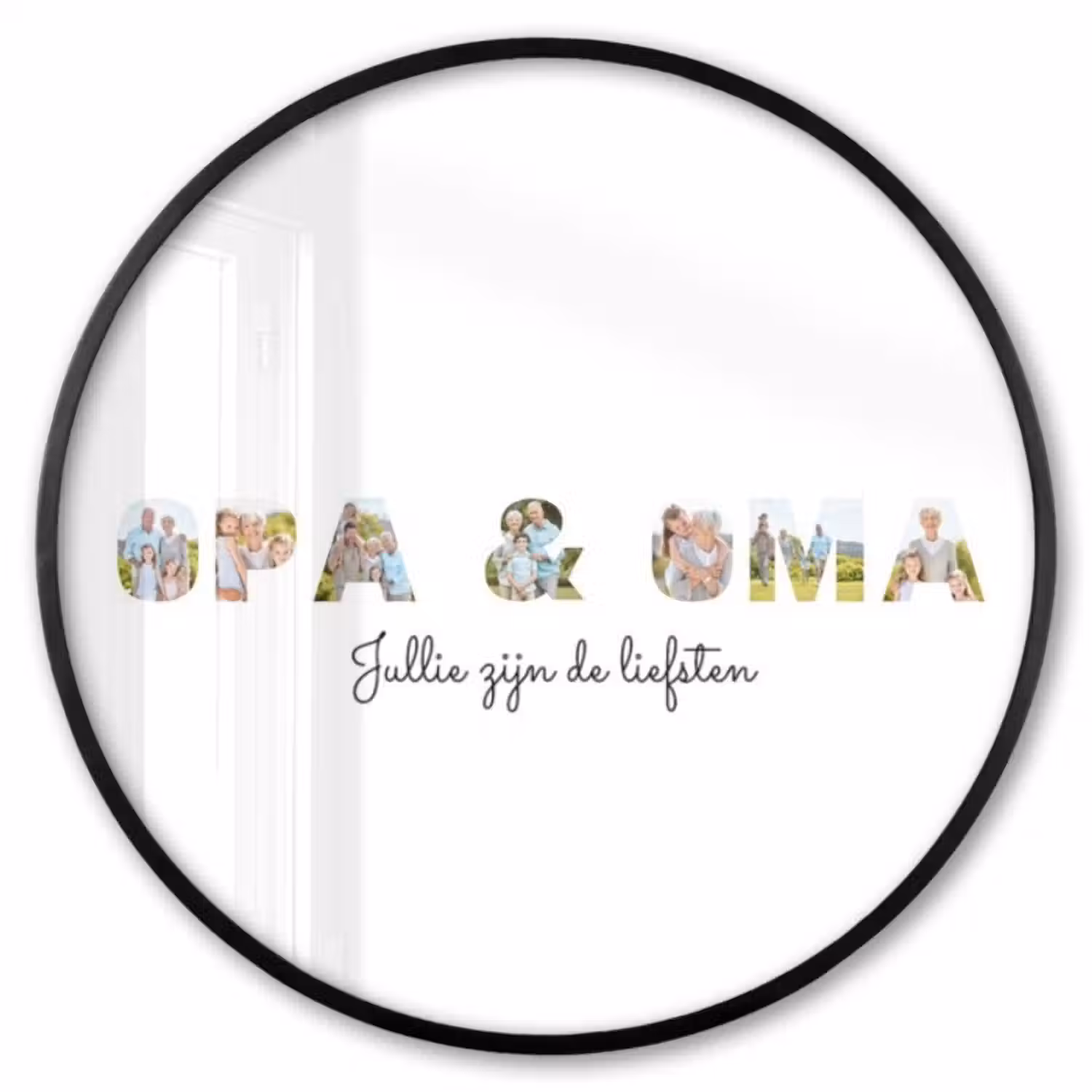 Gepersonaliseerde ronde fotolijst - Opa & Oma - Lettercollage