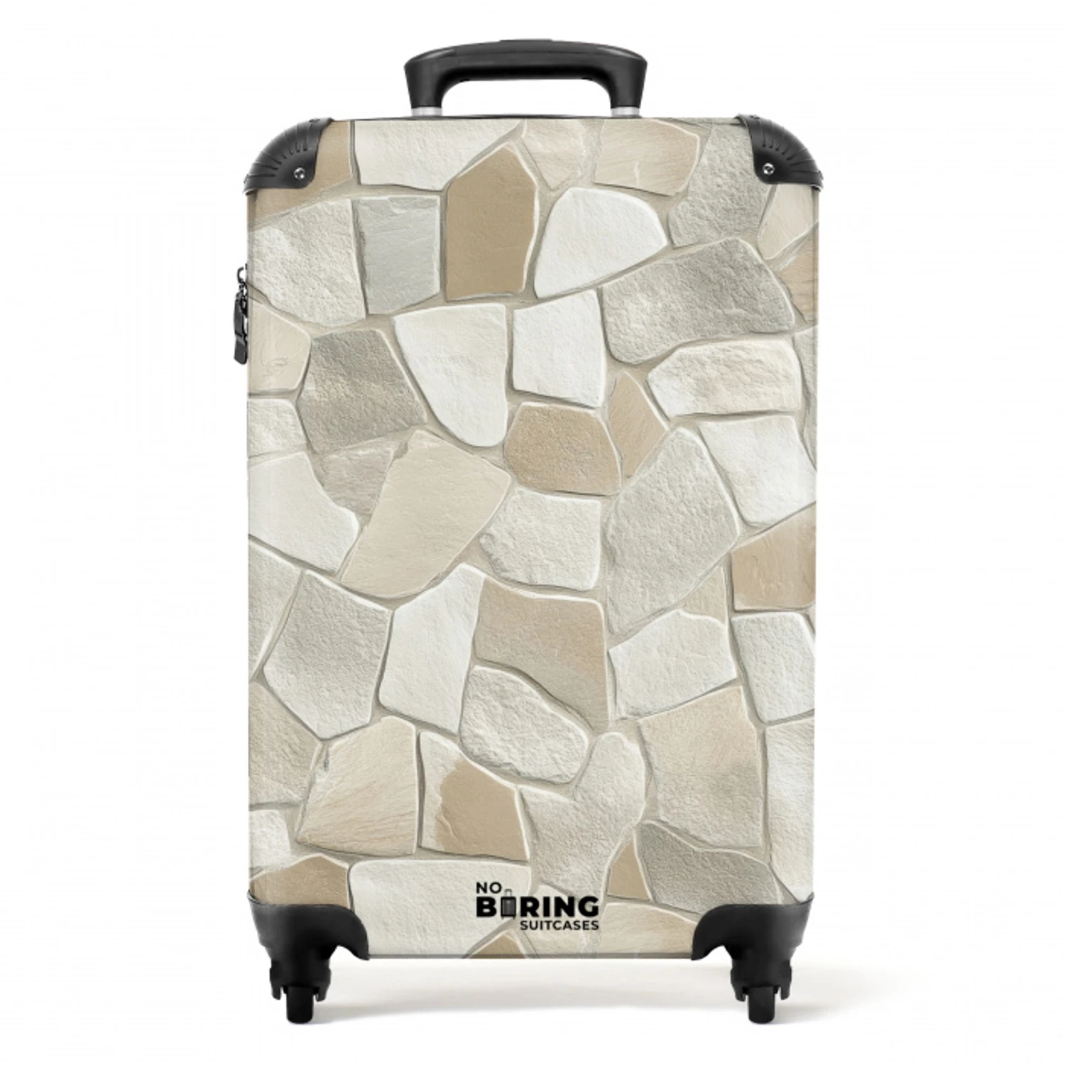 Mozaïek - Stenen - Beige NBS - Handbagage koffer - Volwassenen Unisex middel -productfoto_recht
