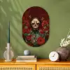 Bloemen - Dieprood - Zonnebril - Vrouw Wandcirkel Ovaal Forex klein -sfeer2