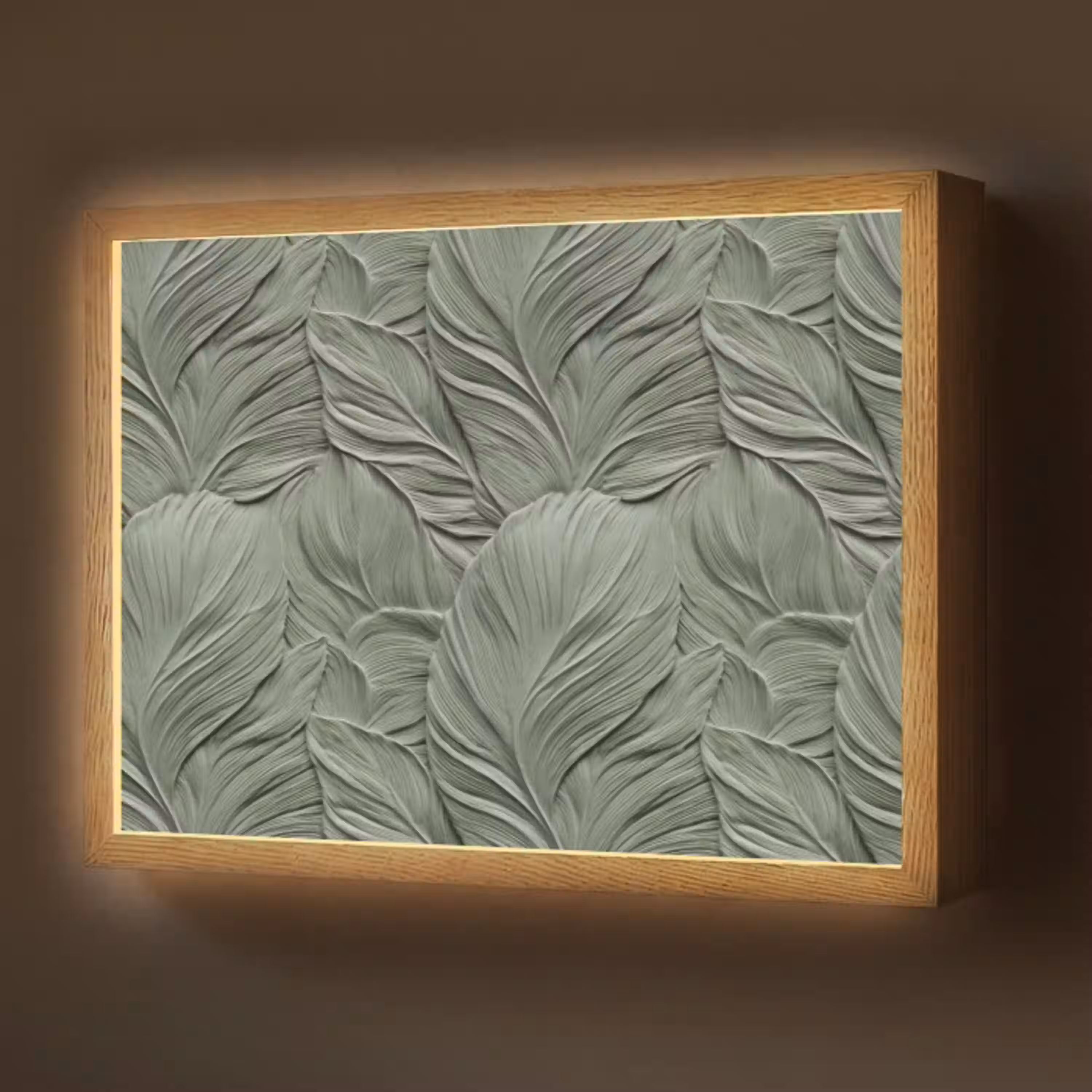Bladeren - Textuur - Groen Light Box met batterij (Wandlamp) middel 907 -z3d_website
