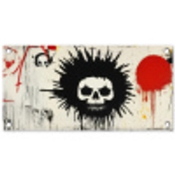 Graffiti - Schedel - Abstract - Rood tuinposter los doek klein -3d