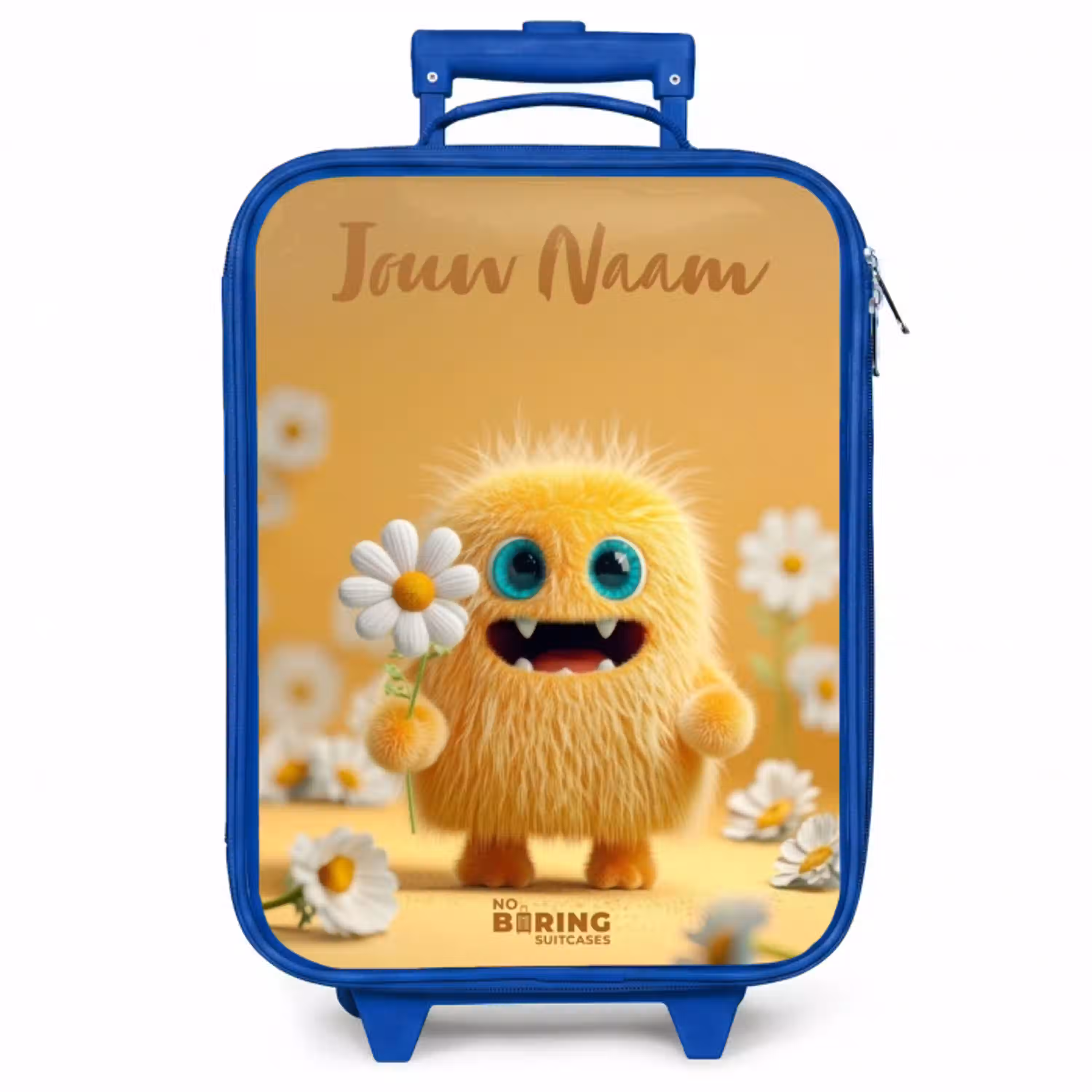 Monster - Wezen - Bloem - Geel Kinderkoffer - Blauw klein -zzz_website3d