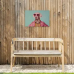 Hond - Overhemd - Bloemen - Bril Tuinposter op houten frame 2 cm dik klein -sfeer4