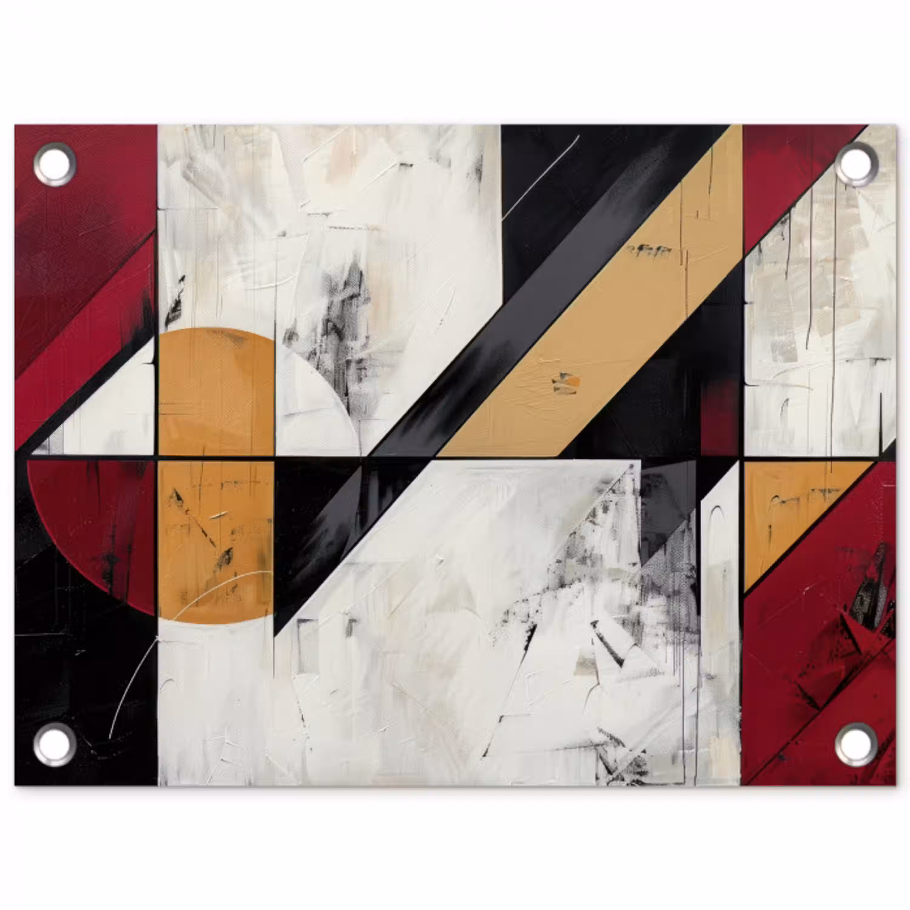 Modern - Abstract - Geometrisch - Rood - Industrieel tuinposter los doek klein -3d