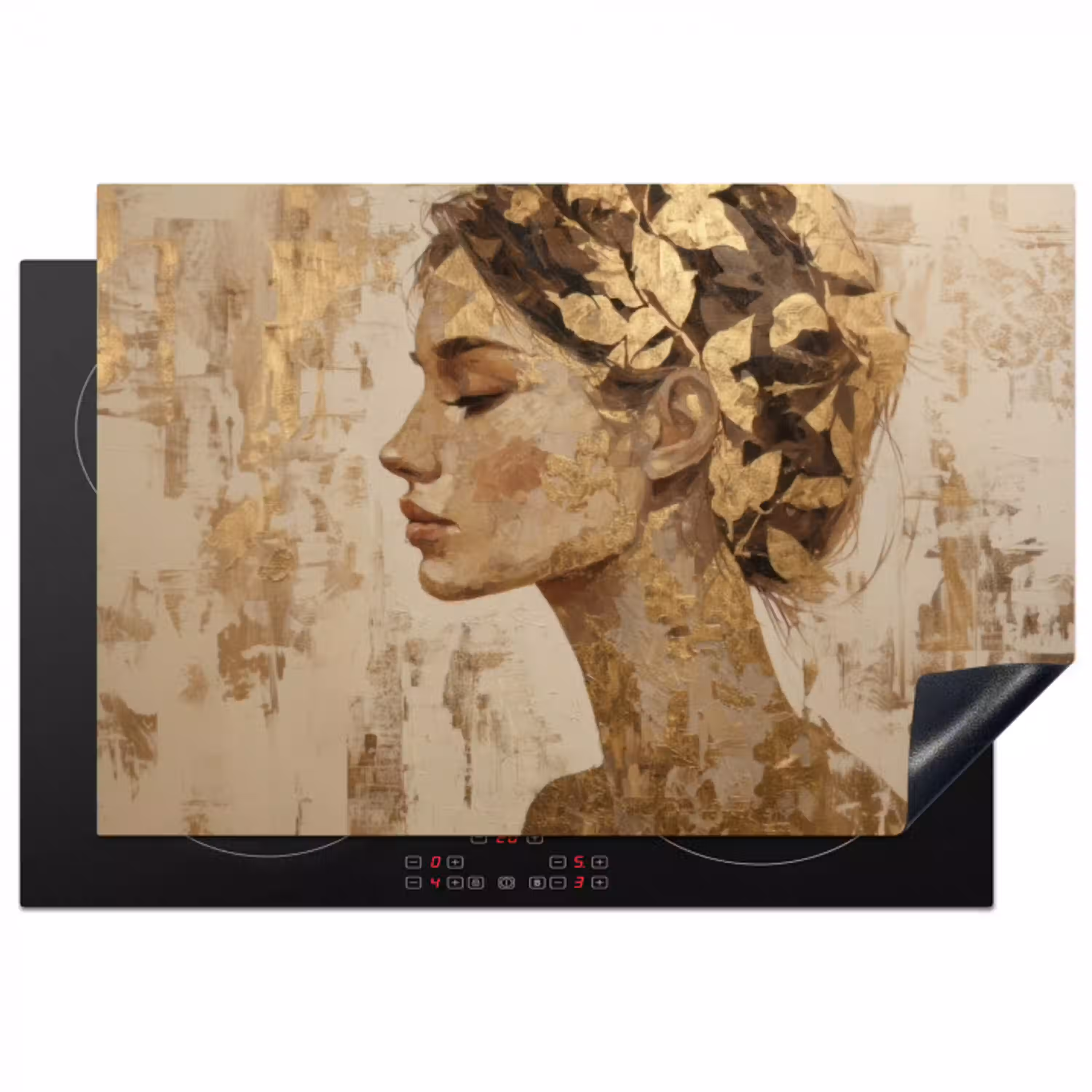 Vrouw - Goud - Abstract - Textuur Inductie beschermer vinyl 3mm klein -3d