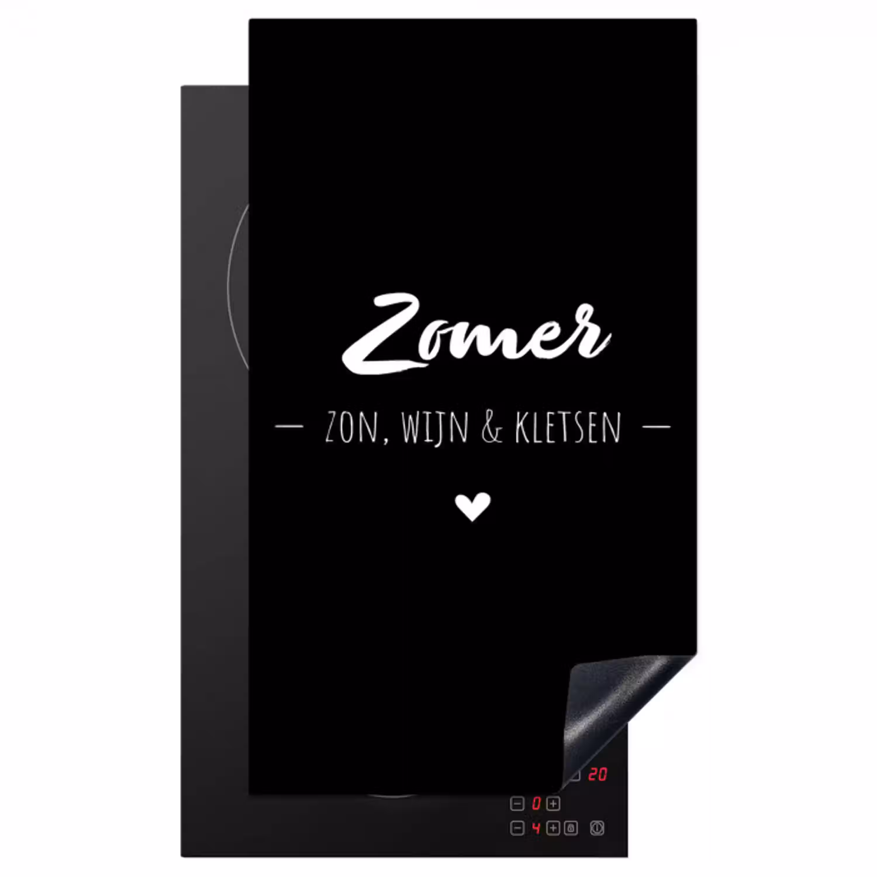 Zomer, zon, wijn & kletsen - Tekst - Zomer - Wijn - Quotes Inductie beschermer vinyl 3mm middel -3d