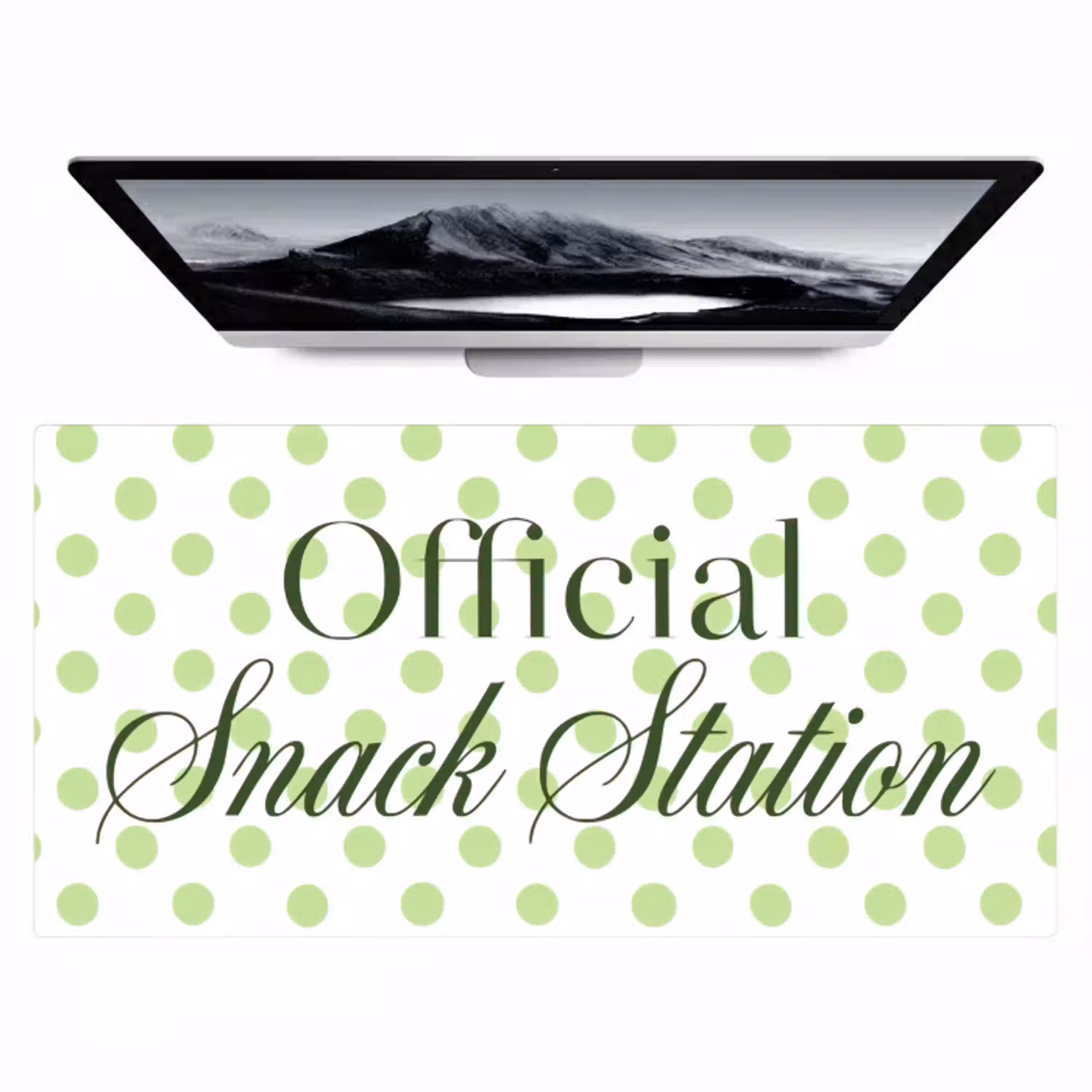 Snack Station - Groen - Stippen Muismat XXL klein -zzz3d