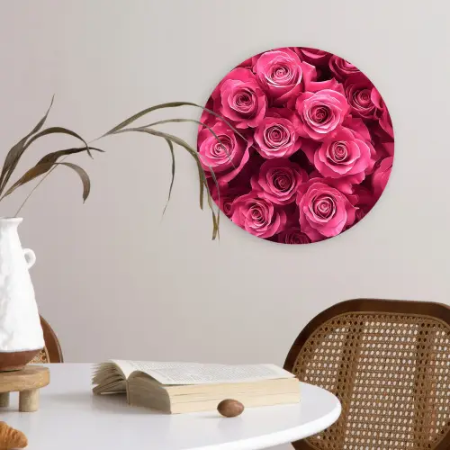 Rozen - Pink - Bloem Wandcirkel plexiglas klein -sfeer4