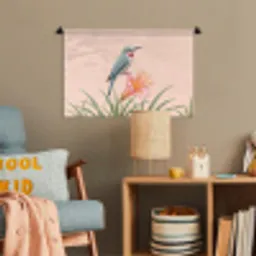 Vogel - Bloem - Natuur - Roze Wandkleed katoen klein -wsfeer4_kind
