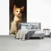 Kat - Geschilderd - Artistiek - Wit fotobehang vinyl groot -slaapkamer