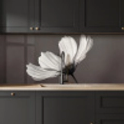 Bloem - Minimalistisch - Zwart - Wit keuken achterwand 2 middel -sfeer1