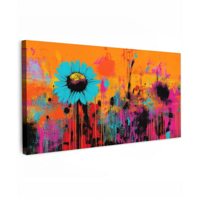Zonnebloemen - Abstract - Oranje Tuinposter op houten frame 2 cm dik xxl -3d