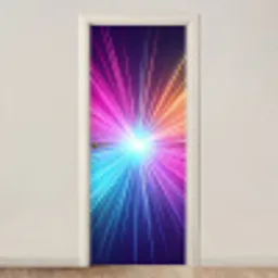 Abstract - Light - Burst - Modern - Colorful deurposter klein -3d_beige