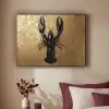 Kreeft - Zwart - Goud - Luxe Textielframe zwart klein -sfeer1