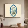 Lijst - Bloemen - Lichtblauw - Illustratie Textielframe - compleet frame klein -sfeer3