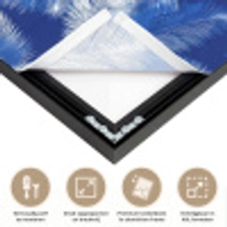 Palmblad - Patroon - Blauw Textielframe zwart klein 947 -USP_feed_closeupNL