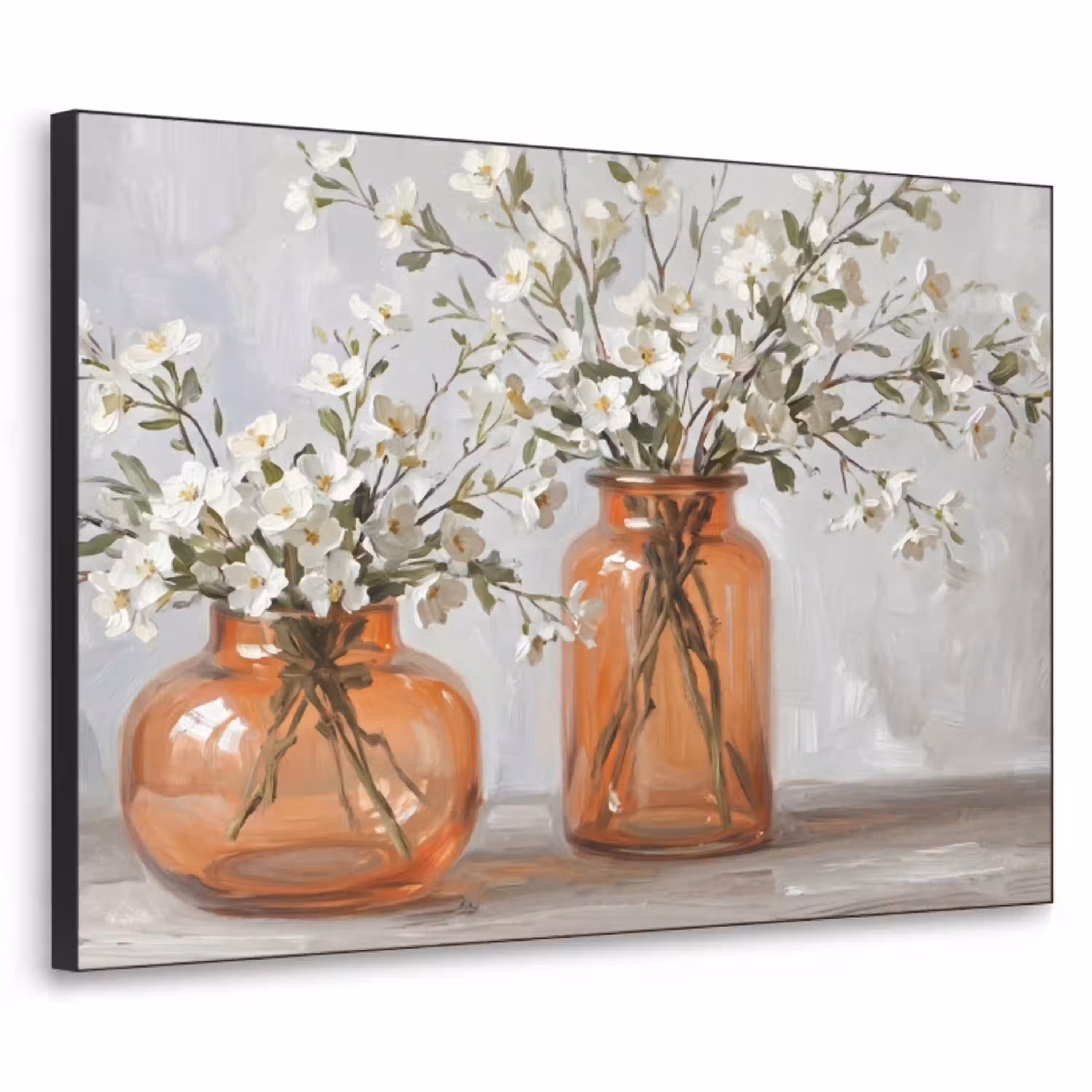 Vazen - Bloemen - Oranje Textielframe zwart klein -3d