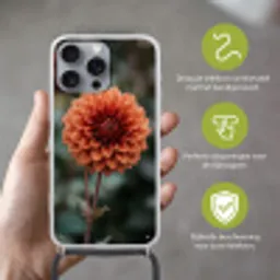Dahlia - Bloem - Natuur - Sfeervol Hoesje iPhone 16 Pro Max met koord klein -sfeer2_NL