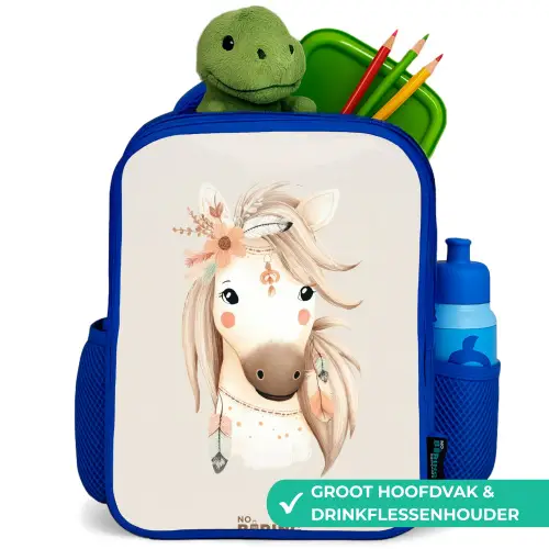 Bohemian paard in pastel kleuren Kinderrugzak - Blauw middel -inhoud_NL
