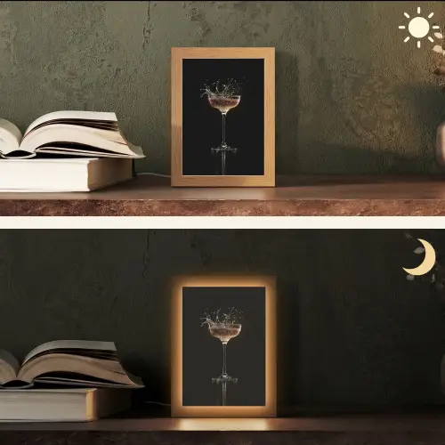 Cocktail - Zwart - Spetters - Glas Light Box met kabel (Tafellamp) klein -sfeer3