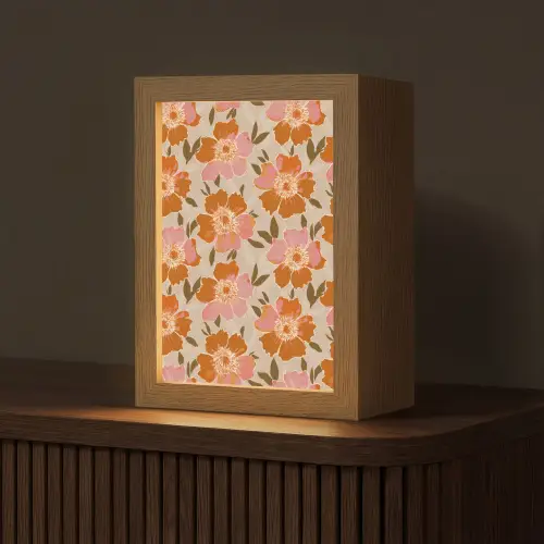 Bloemen - Motief - Retro Light Box met kabel (Tafellamp) klein 925 -z3d_website