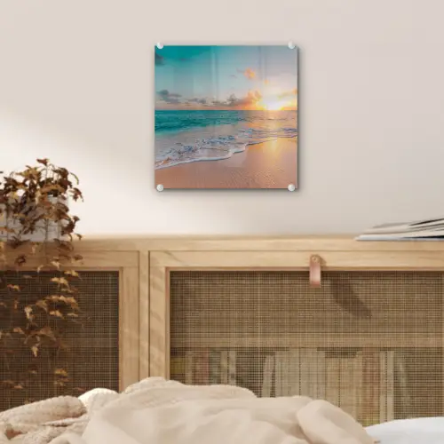 Zonsondergang - Strand - Zee - Zomer - Blauw plexiglas 5mm klein -sfeer4
