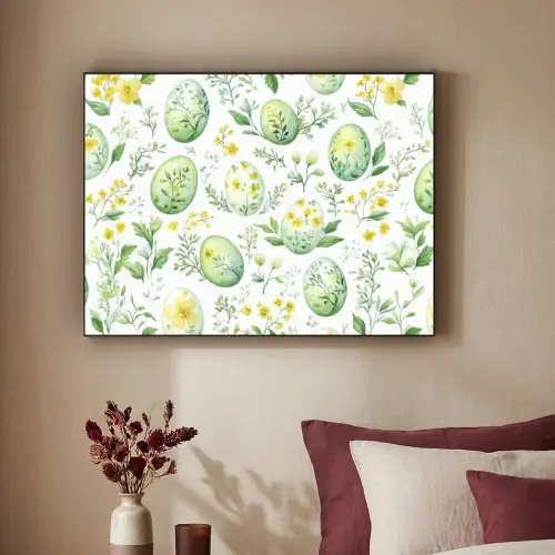 Patroon - Groen - Eieren Textielframe zwart klein -sfeer1
