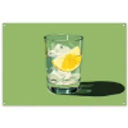 Glas - Citroen - Ijsblokjes - Groen tuinposter los doek groot -3d
