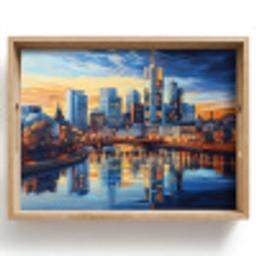 Zonsondergang Frankfurt - Stad - Skyline - Water Dienblad Rechthoek middel -z3d_shopping
