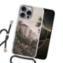 Zee - Villa - Beige Hoesje iPhone 16 Pro Max met koord klein -sfeer1