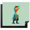 Cartoon - Dino - Oranje - Stekels Inductie beschermer vinyl 3mm middel -3d