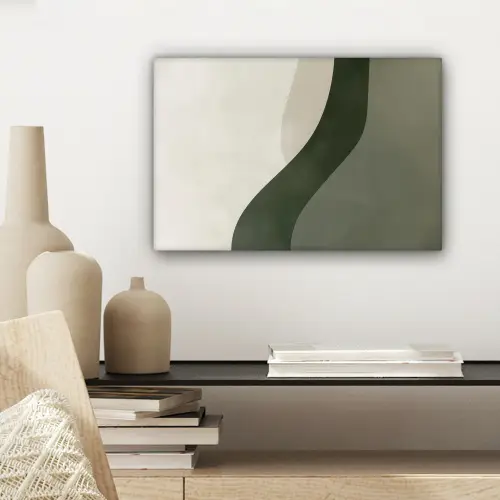 Japandi - Groen - Abstract - Modern canvas 2cm klein -sfeer6
