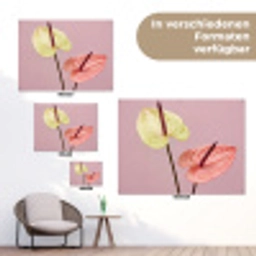Bloemen - Anthuriums - Geel - Roze tuinposter los doek klein -Xsfeer9_DE