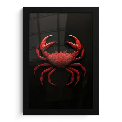 Krab - Rood - Vissen - Schaaldieren fotolijst zwart zonder passe partout klein -3d