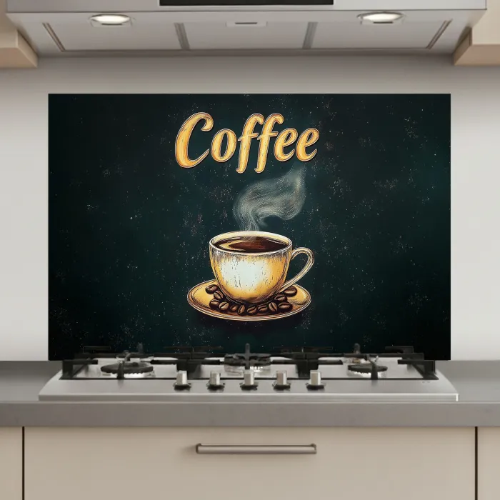 Koffie - Schotel - Koffiebonen - Retro keuken achterwand spatscherm klein -3d_website