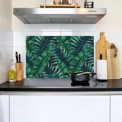 Bladeren - Tropical - Jungle Inductie beschemer met haakjes klein -sfeer2