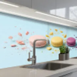 Macarons - Kleurrijk - Pastel keuken achterwand 2 middel -3d_schuin